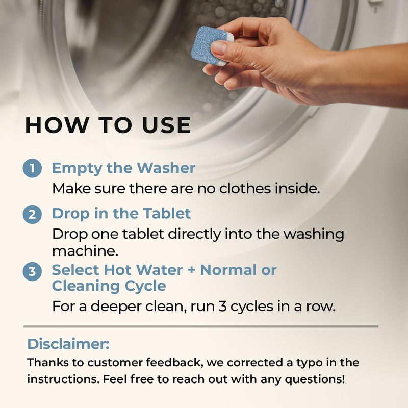 MELTINGTABS Washing Machine Cleaner Tablets - Deep Clean Washer Descale, Laundry Tub Cleaning Solution, Smell Fresh, Eliminates Buildup & Dirt, For Front & Top Load Washers, Easy-to-Use Tablets, 6 Pack - Image 3